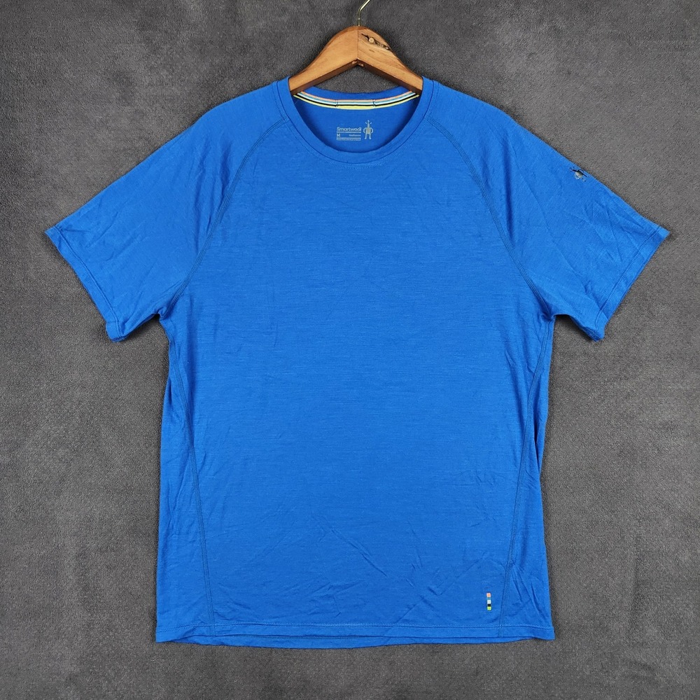 Smartwool Merino 150 Base Layer Shirt Mens Medium Blue Short Sleeve SW016041